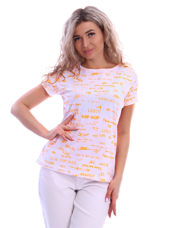 Футболка женская ФЖ-40 бело-оранжевый