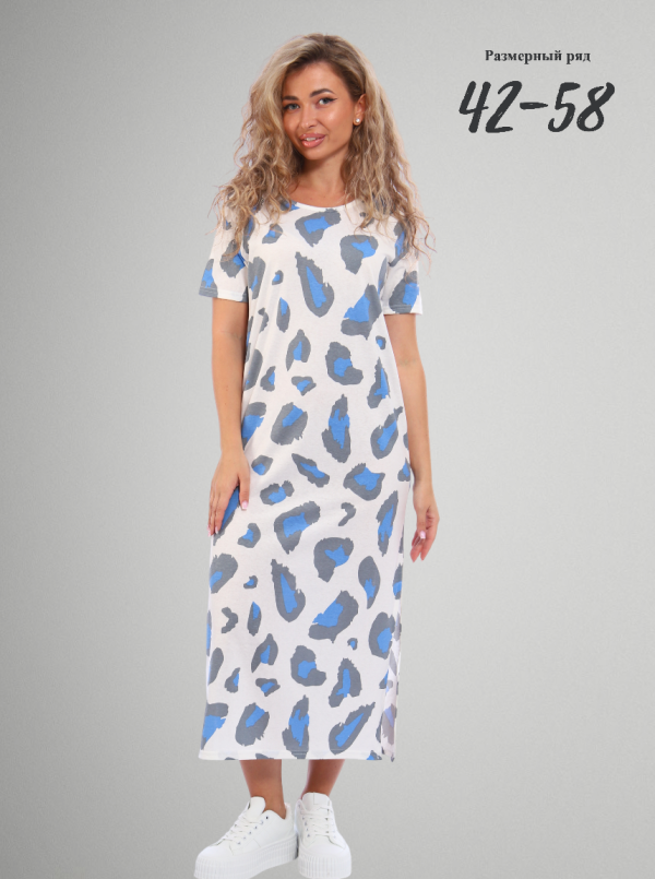 Платье женское ПЖ-3 бело-серо-голубой