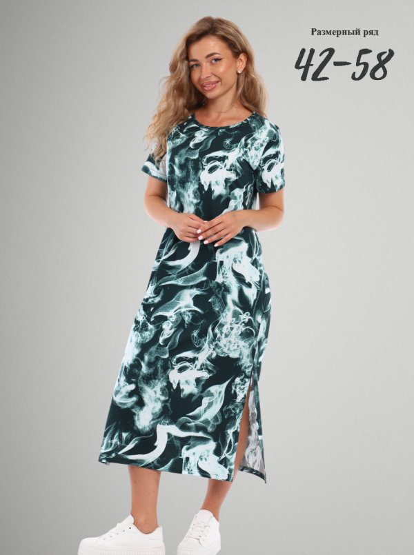 Платье женское ПЖ-80 темно-зелено-белый
