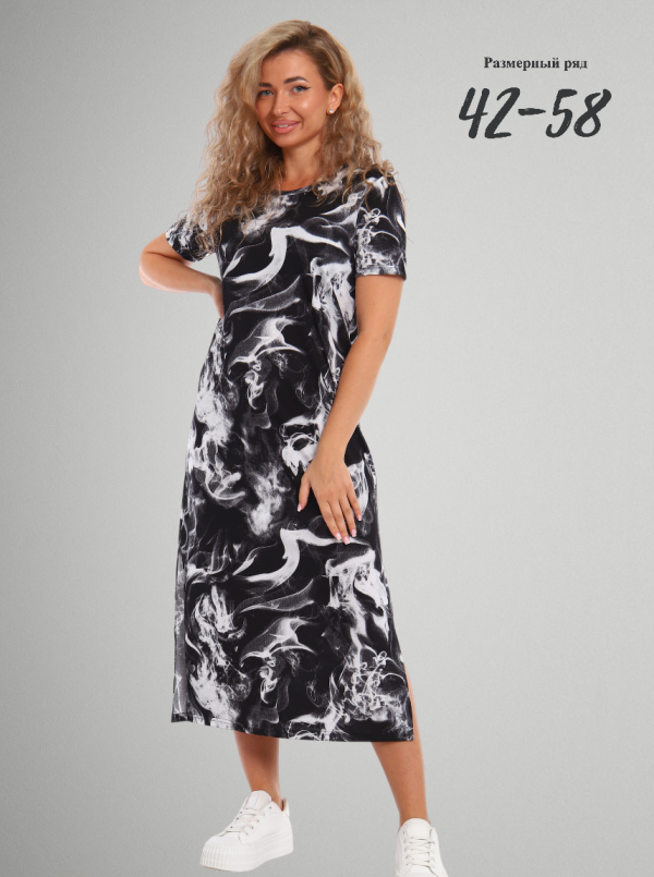 Платье женское ПЖ-80 черно-белый