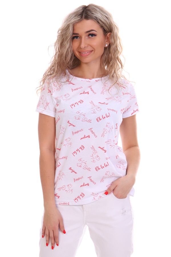 Футболка женская ФЖ-28 бело-красный