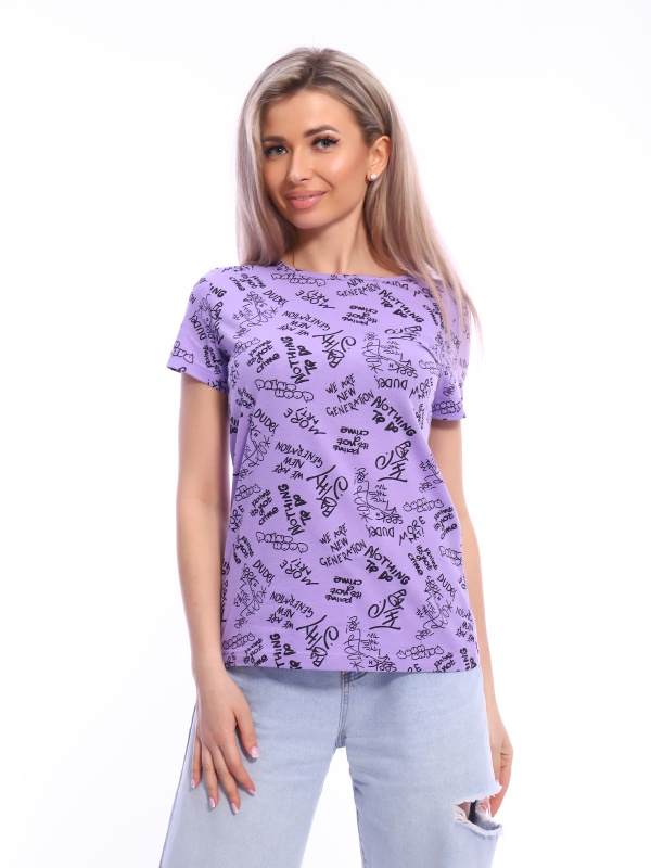Футболка женская ФЖ-47 сиренево-чёрный